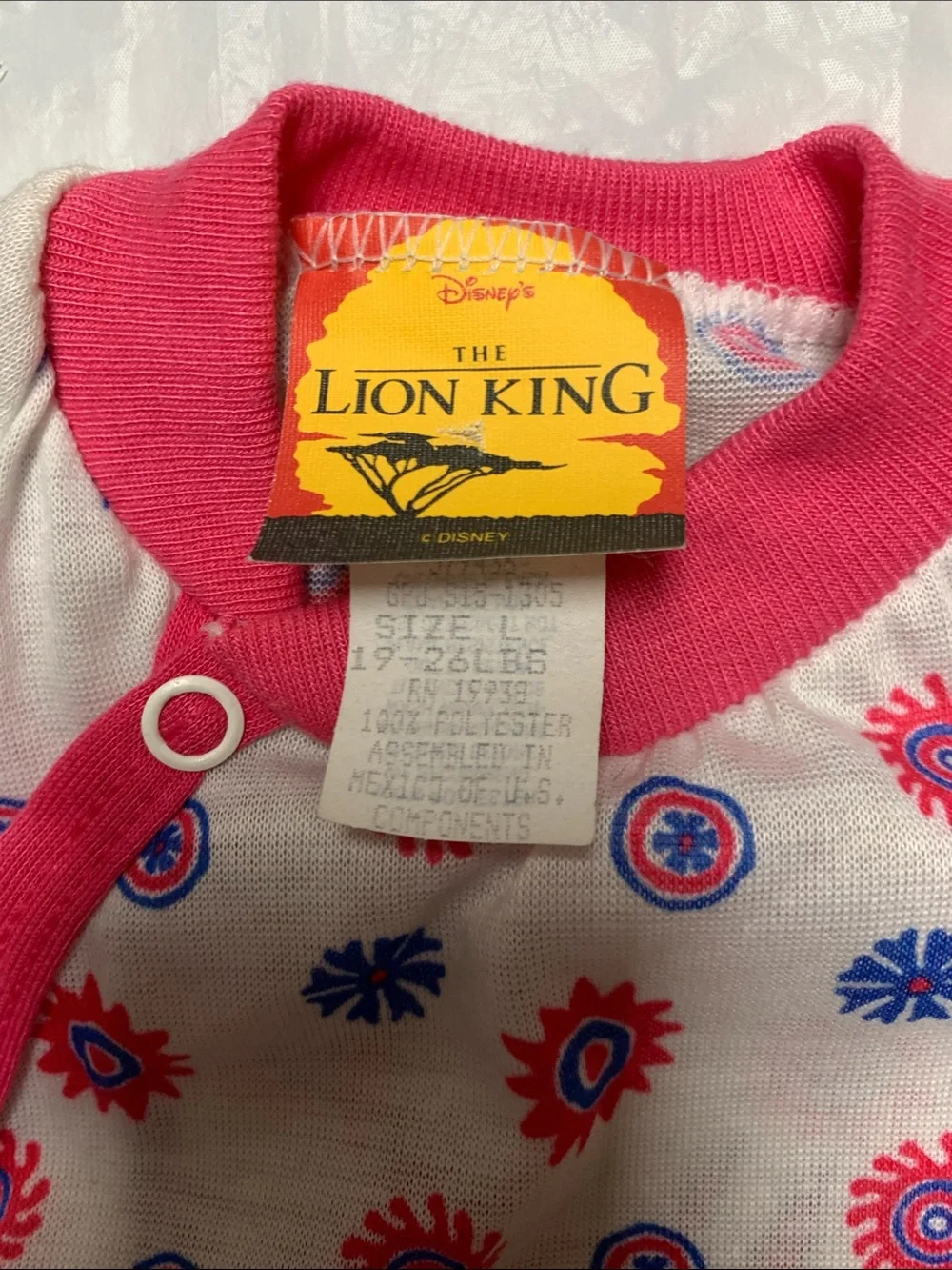 Vintage 90s Disney Lion King Footed Pajamas Simba Deadstock NWT Sz L 19-26 Pnd